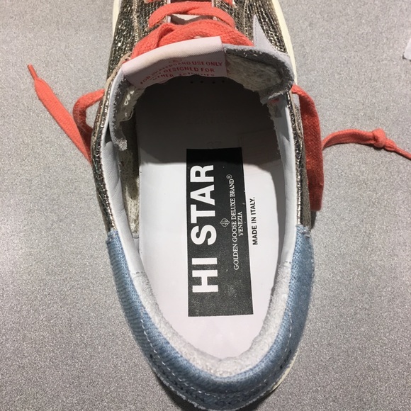 Golden Goose Hi Star Gold Lizard Ice Star Sz 7 NIB - Picture 6 of 8